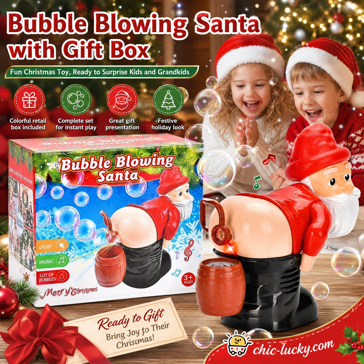 ⏳LAST DAY SALE ONLY ￡11.99!!🎅🎁 50% OFF! Santa Bubble Maker – one-click automatic bubbles with music & lights. Safe rounded edges, perfect Christmas gift for grandkids! 🫧✨