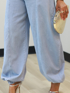 Plain Casual Denim Jumpsuit
