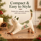 🐈🎄 Woodland Christmas Cat Figurine--a cosy little woodland friend for your holiday home