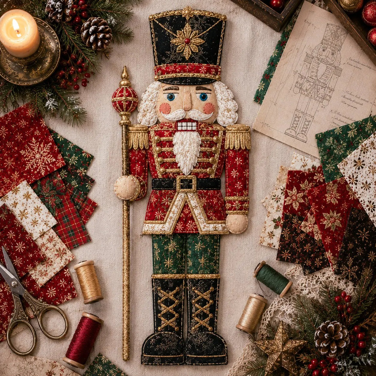 🎅Christmas Patchwork Fabric DIY Decor Kit – Stunning Results, Zero Experience Needed