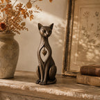 🐱Heritage Heart Sphynx Sculpture – Vintage Iron Cat Accent for Timeless Interiors