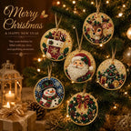 6Pcs/12Pcs Christmas DIY Diamond Painting Ornaments Kit, Xmas Tree Hanging Pendant🎄