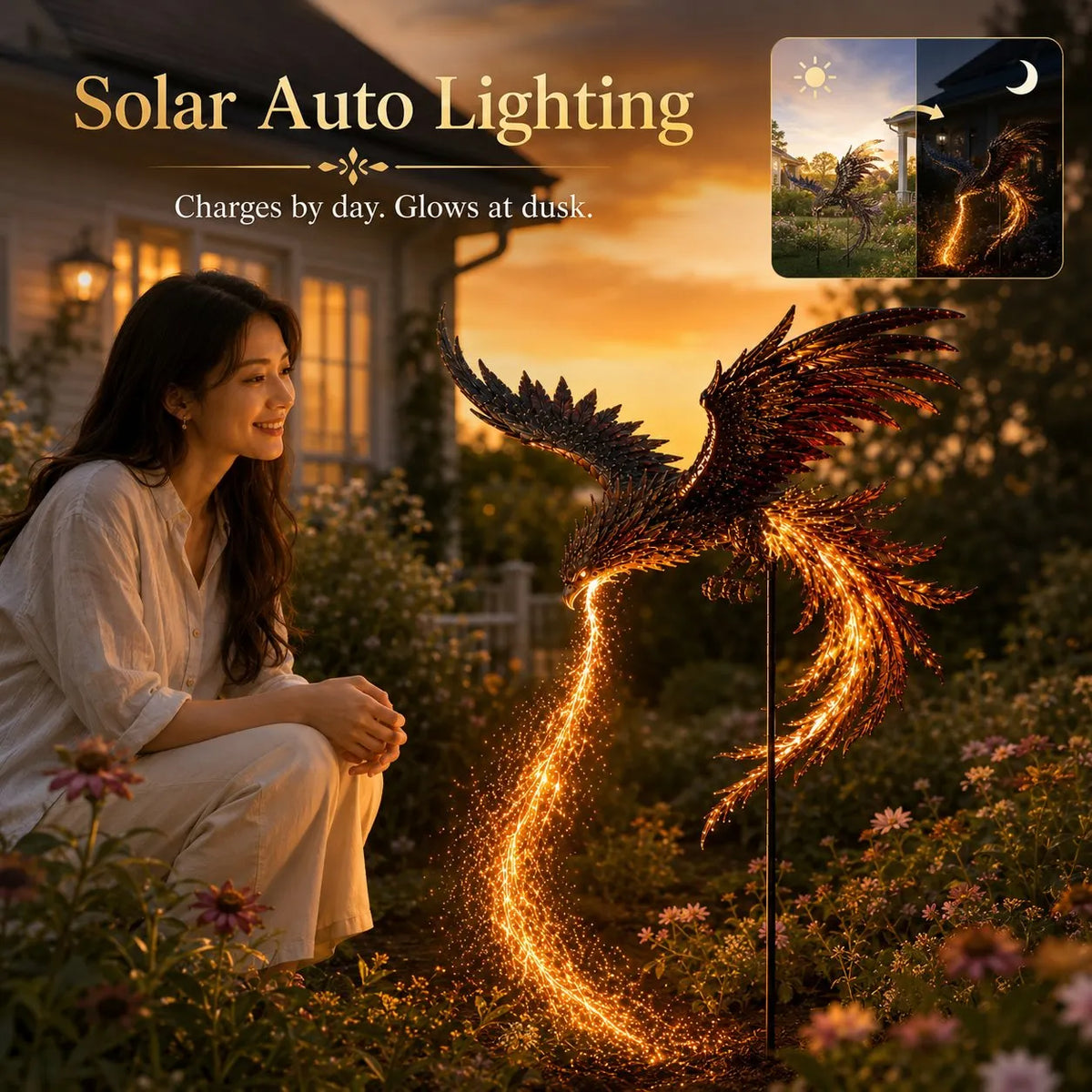 Solar Phoenix Garden Stake Light