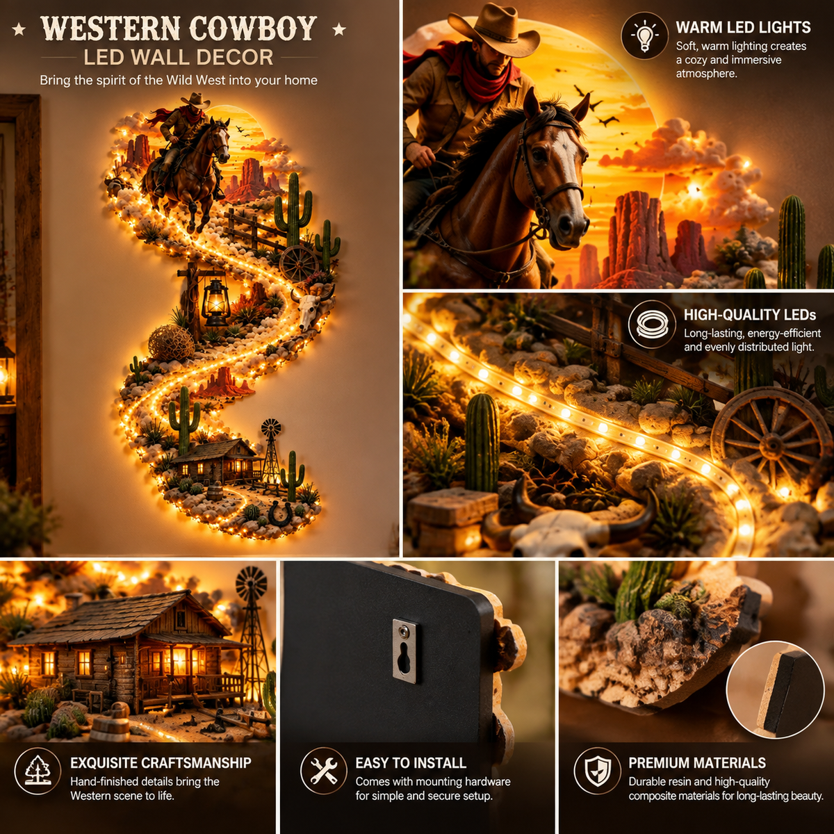 Western Trail LED Wall Decor