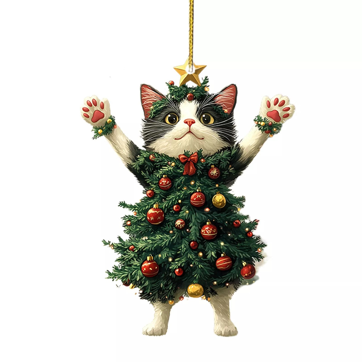 🎄Funny Black and White Cats Christmas Ornament
