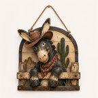 🌵 Rustic Cowboy Donkey Wall Hanging – Western Farmhouse Décor & Country Keepsake