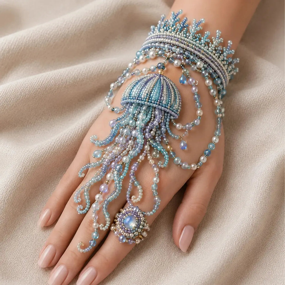 🌊 DIY Ocean Beaded Hand Bracelet Kit
