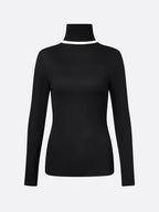 Casual Color-Block Turtleneck Tee