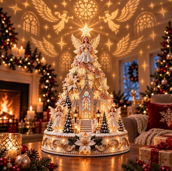 🔥 LAST DAY 49% OFF⭐🎄 Christmas Village Tree Tabletop Decor With Projector