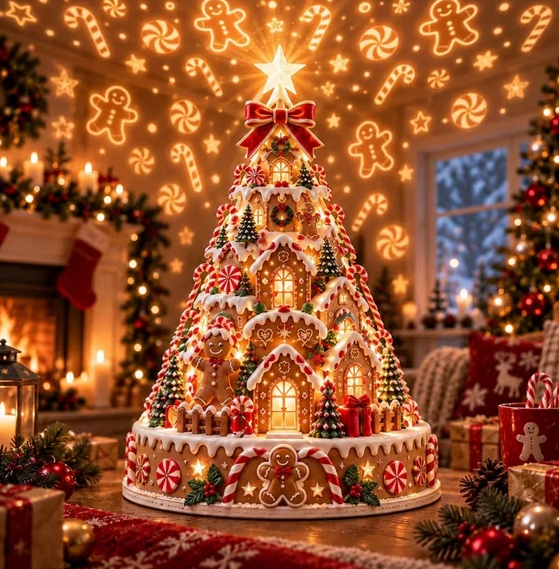 🔥 LAST DAY 49% OFF⭐🎄 Christmas Village Tree Tabletop Decor With Projector