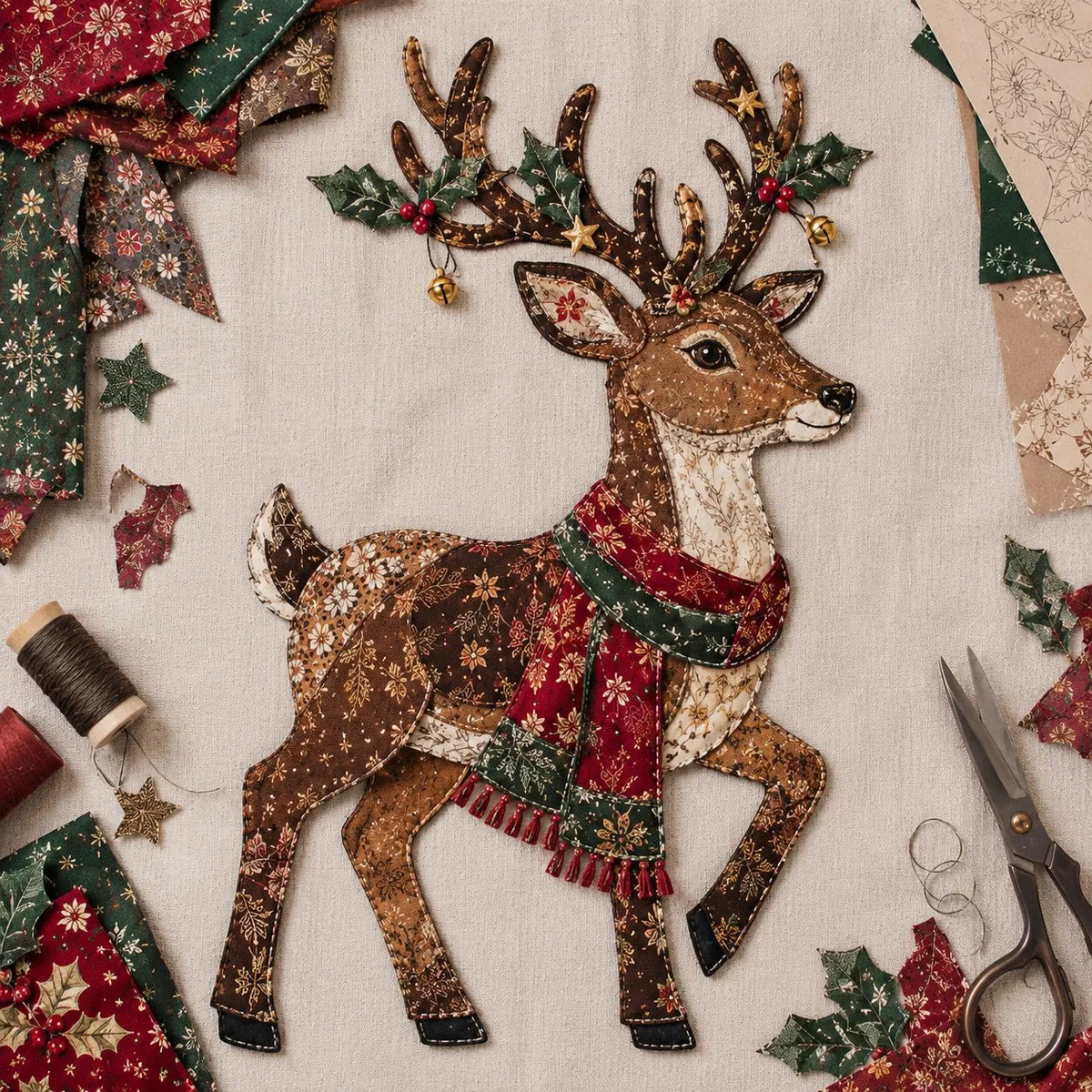 🎅Christmas Patchwork Fabric DIY Decor Kit – Stunning Results, Zero Experience Needed