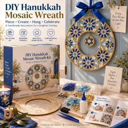🕎 Beginner-Friendly Hanukkah Mosaic Wreath DIY Kit