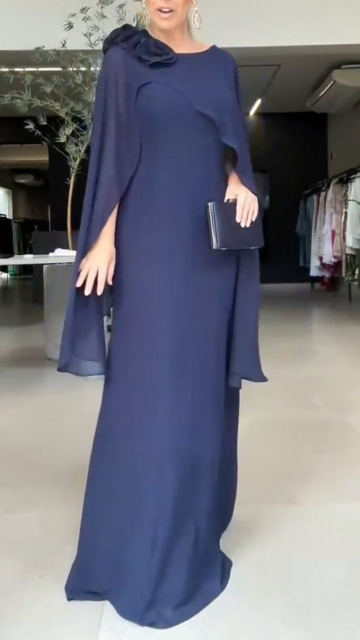 Formal Chiffon Evening Gown with 3D Flower