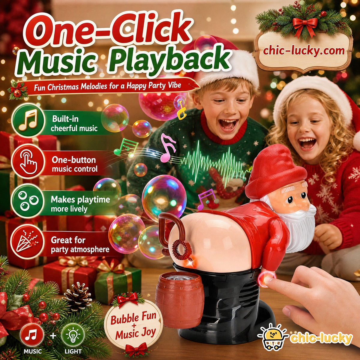 ⏳LAST DAY SALE ONLY ￡11.99!!🎅🎁 50% OFF! Santa Bubble Maker – one-click automatic bubbles with music & lights. Safe rounded edges, perfect Christmas gift for grandkids! 🫧✨