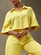 Polyester-Blend Button-Front Casual Shirt