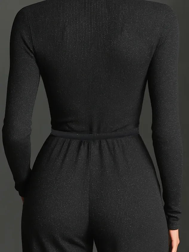 Casual Zipper Plain Mock Neck Pockets Jumpsuit