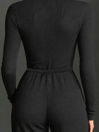 Casual Zipper Plain Mock Neck Pockets Jumpsuit