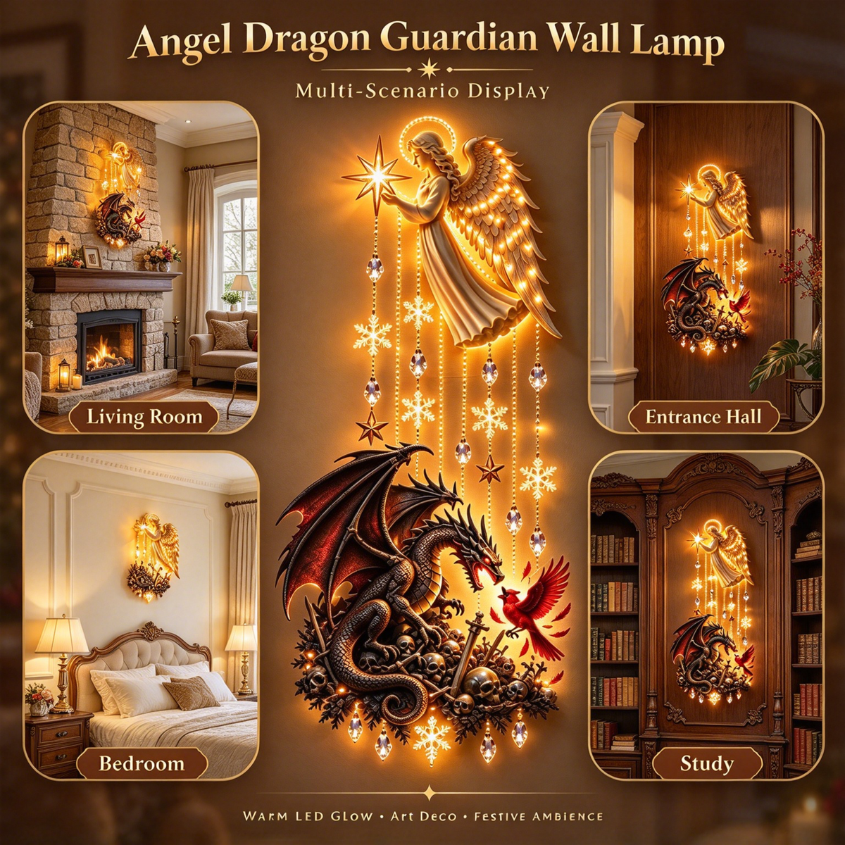 Angel Dragon Guardian Wall Lamp