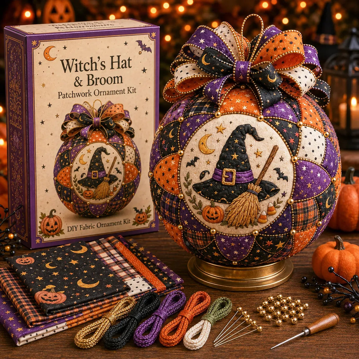 🎃 Beginner-Friendly DIY Halloween Classics Patchwork Ornament Kit Collection