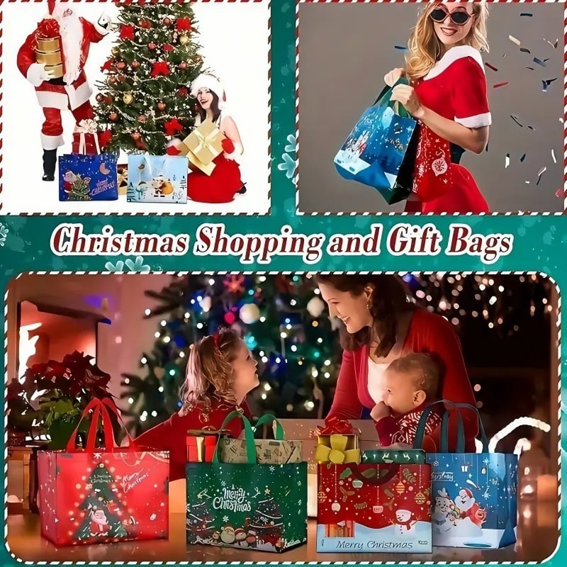 🔥🎄 Christmas Gift Bags Large Reusable Tote Bags