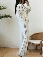 Casual High Waist Wide Leg Pants Color Block H-Line Daily Trousers