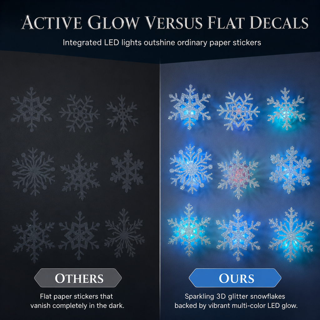 🔥LAST DAY SALE ONLY￡5.99!💞50K+ SOLD!❄️Glowing Snowflake Night Light Wall Stickers