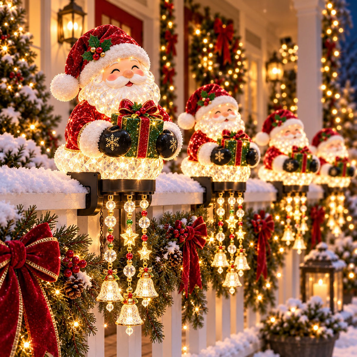 🔔🎄 Christmas Porch Railing Lights – 4 Festive Character Designs