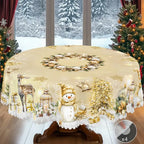 🎄 Jolly Santa & Reindeer Christmas Tablecloth🧼Festive, Family-Ready & Machine Washable! 🎁