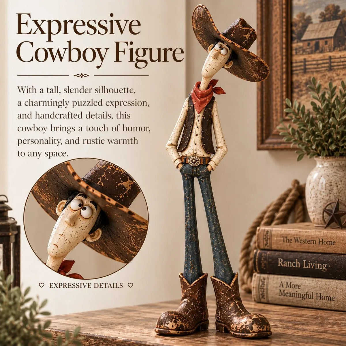 Whimsical Western Cowboy & Horse Figurine Duo 🌵