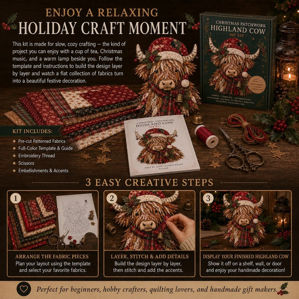 🎅Christmas Patchwork Fabric DIY Decor Kit – Stunning Results, Zero Experience Needed