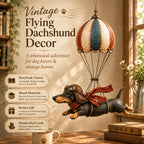 Vintage Flying Dachshund Hot Air Balloon Decor 🐶 – Handmade Retro Dog Ornament