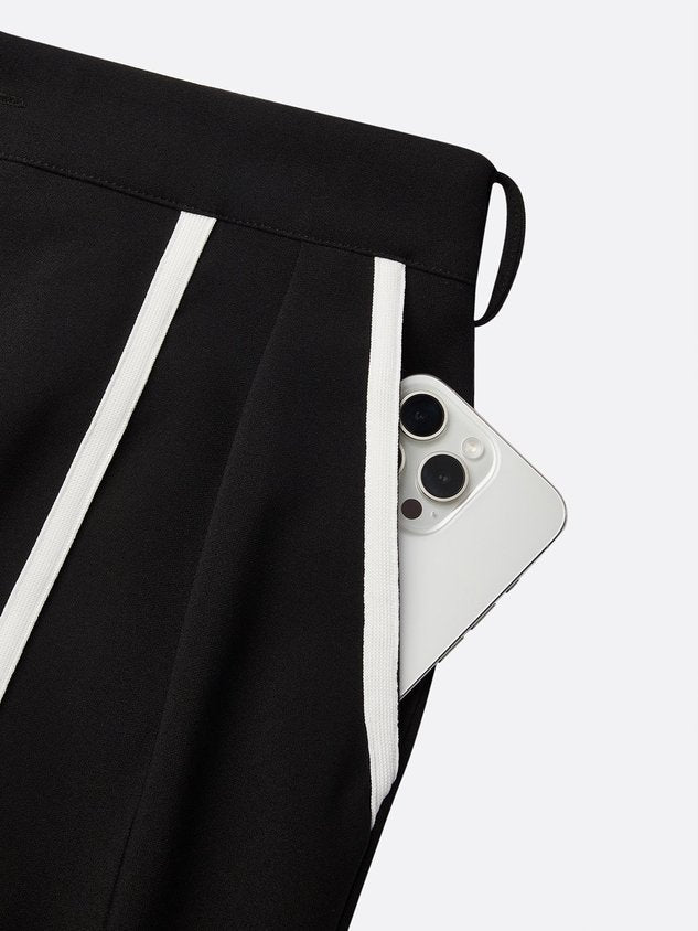 Urban Color-Block Piping Straight-Leg Pants