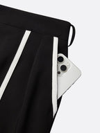 Urban Color-Block Piping Straight-Leg Pants