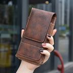 ⚡Big Discount | Waist Belt Cell Phone Pouch 📱 Multi-Pocket Leather Holster with Card Holder