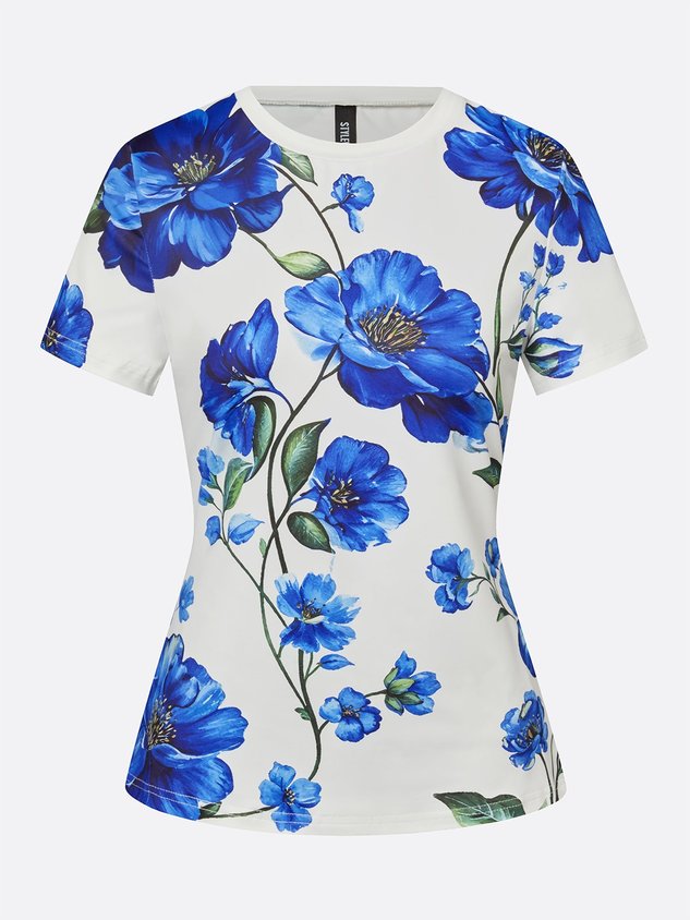 Casual Floral Slim Fit Short Sleeve Tee