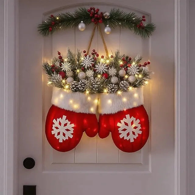 Twinkling Christmas Mitten Wreath