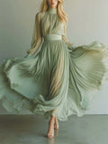 Women's Solid Color Art Stylish Chiffon Casual Dress