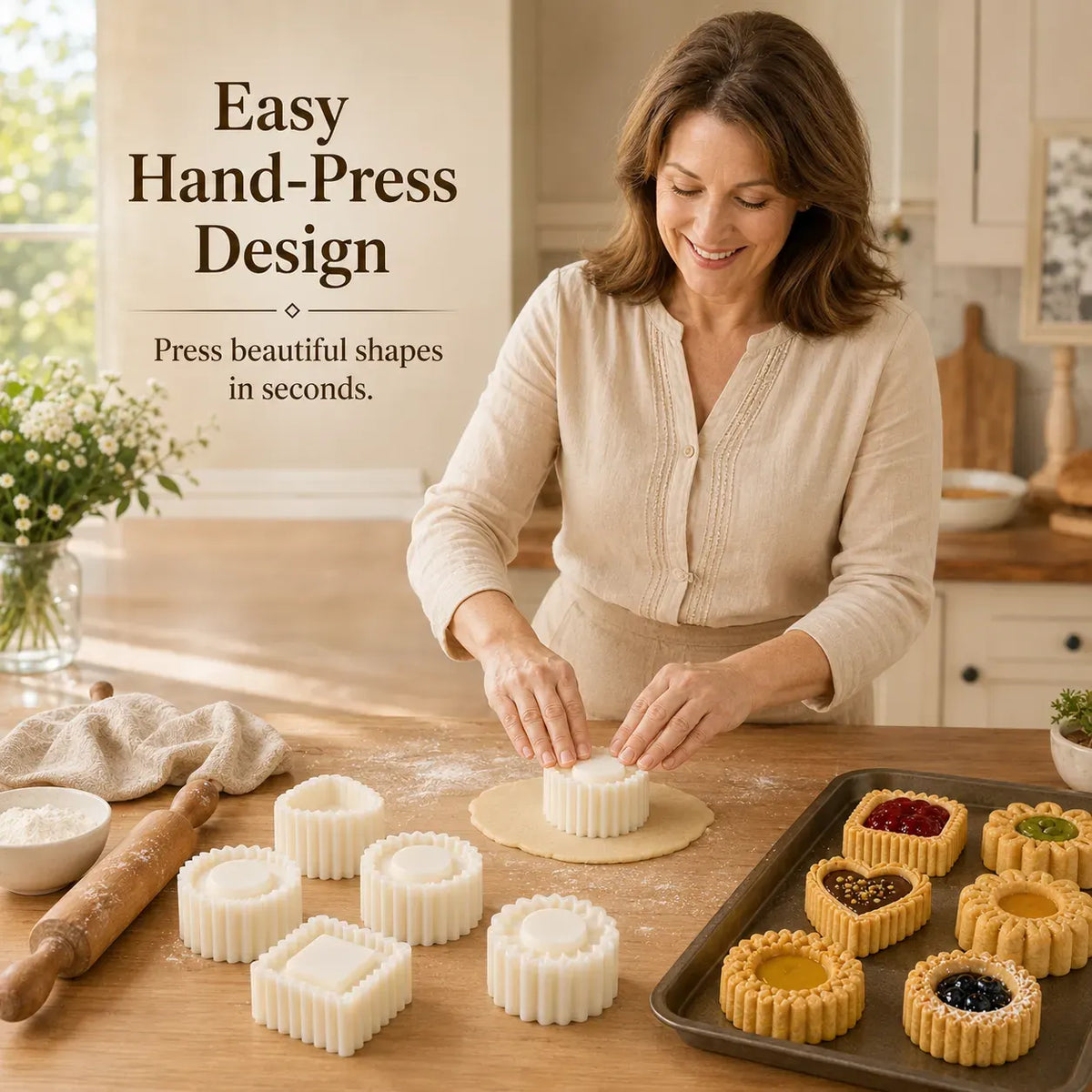 🍪 6-Shape Hand-Press Pastry Mold Set