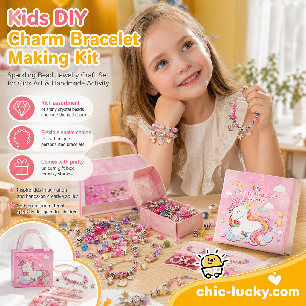 🎁LAST DAY SALE ONLY￡9.99!!💞50K+ SOLD! 📿Kids DIY Charm Bracelet Making Kit💎