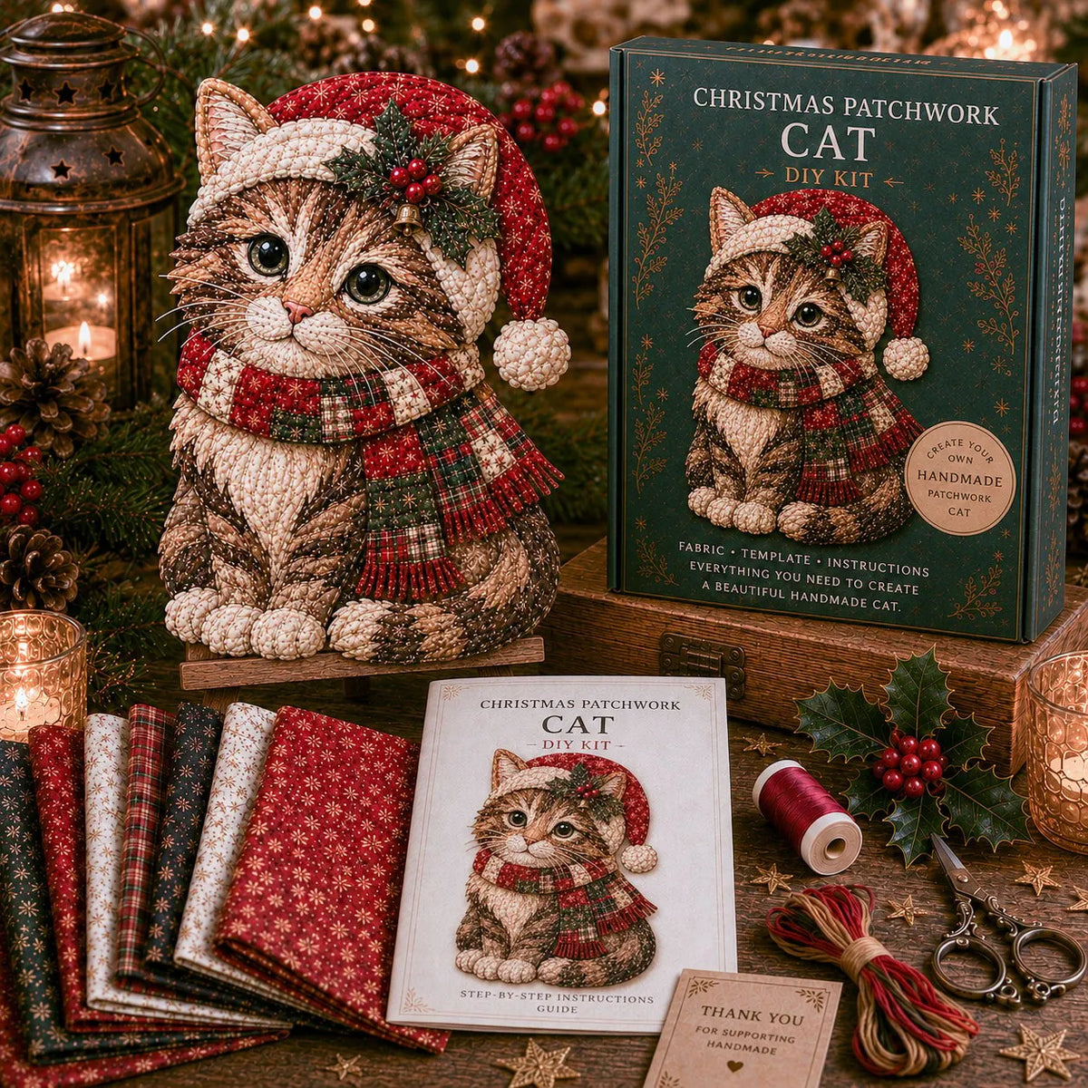 🎅Christmas Patchwork Fabric DIY Decor Kit – Stunning Results, Zero Experience Needed