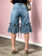 Casual Lace-Up Denim Shorts
