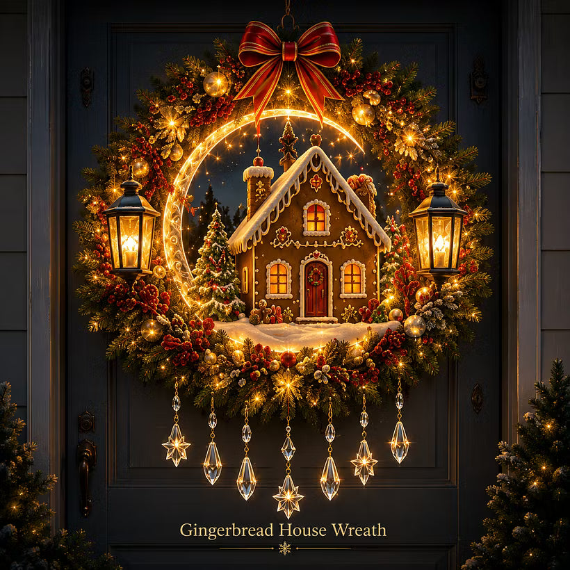 👼 Moonlit Wreath Collection – Lighted Holiday Door Decor 🎄