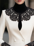 Lace Collar Double-Breasted Tailored Blazer