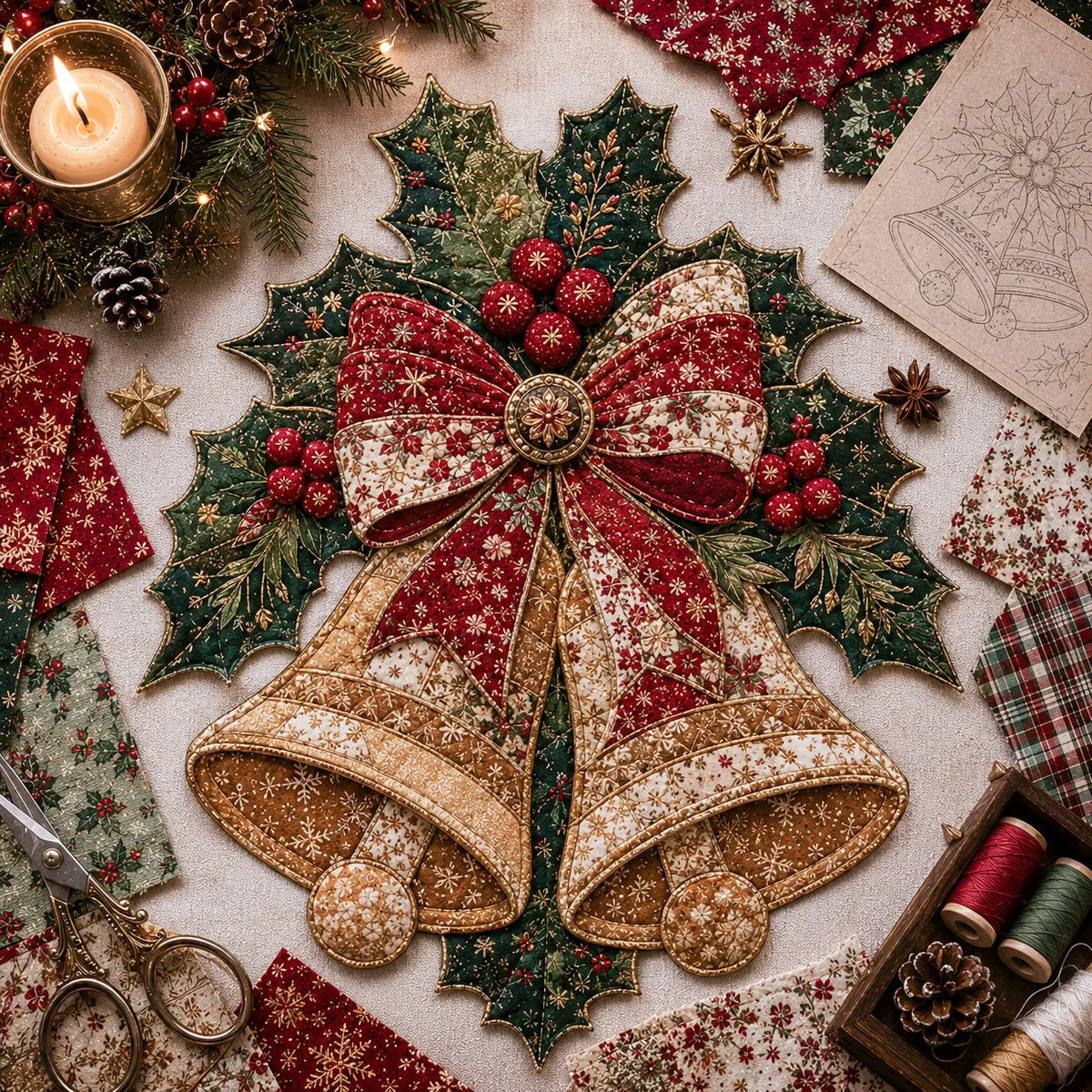 🎅Christmas Patchwork Fabric DIY Decor Kit – Stunning Results, Zero Experience Needed