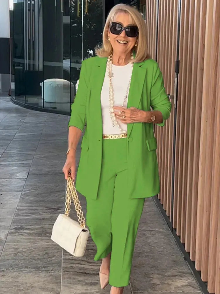 Two-Piece Suit Blazer Coat Pants Gorgeous Neutral Styles Suit