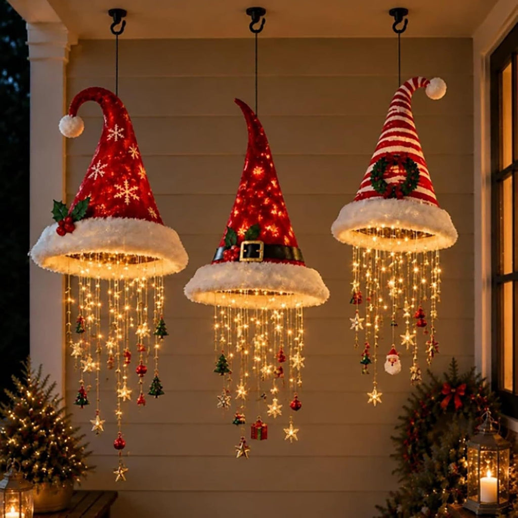 🧙‍♀️ Hanging Glowing Witch Hat with Star String Lights Magical Seasonal Decor for Halloween & Everyday Whimsy