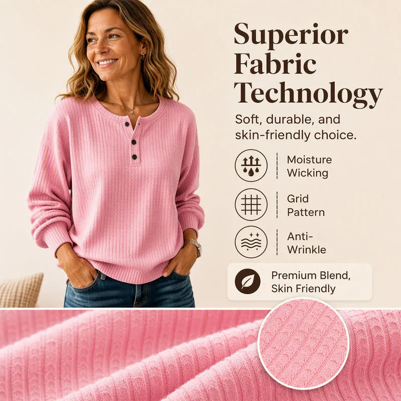 ⏳LAST DAY SALE ONLY ￡14.99!!✨🍂49% OFF! Womens's Casual Waffle Knit Sweatshirt