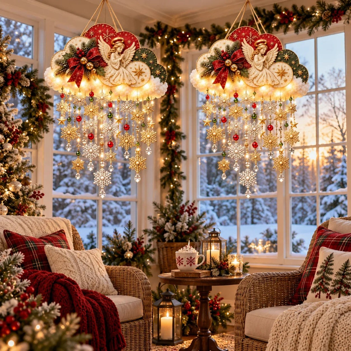 Angelic Christmas Snowfall Cloud – Lighted Hanging Holiday Decor☁️