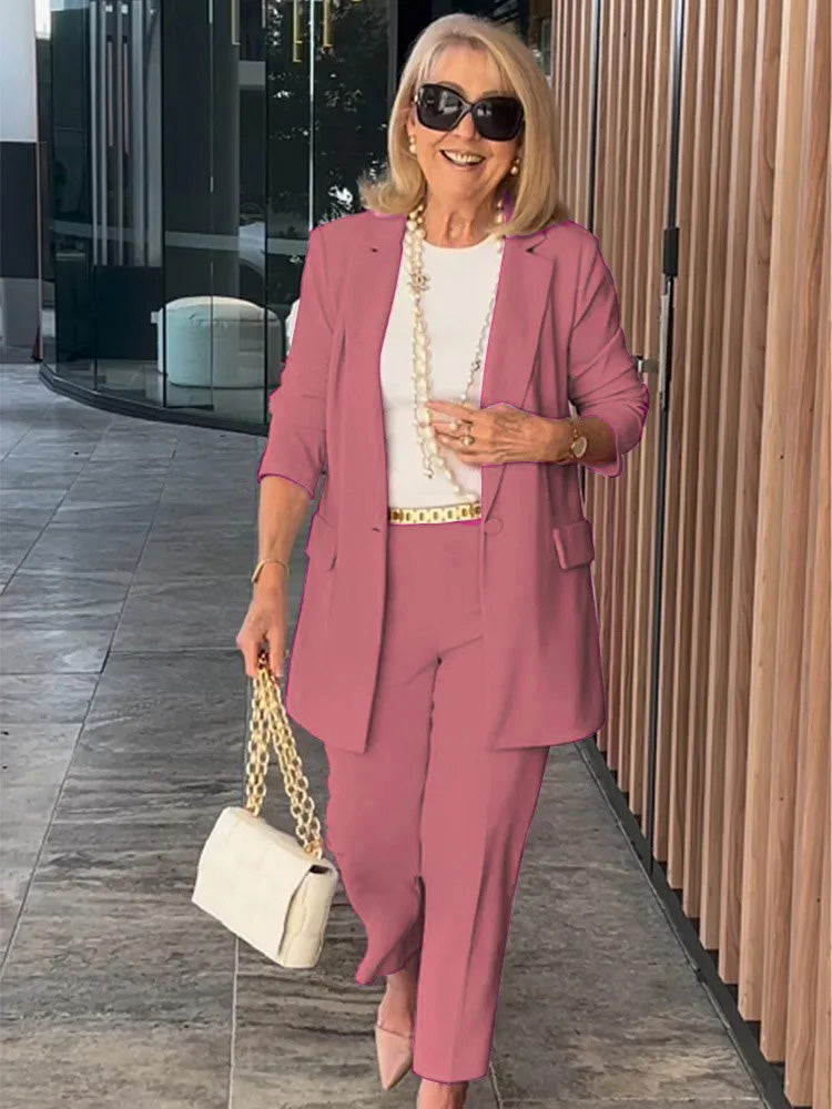 Two-Piece Suit Blazer Coat Pants Gorgeous Neutral Styles Suit