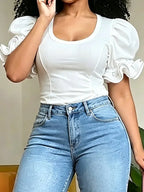 Casual Plain Peplum T-shirt